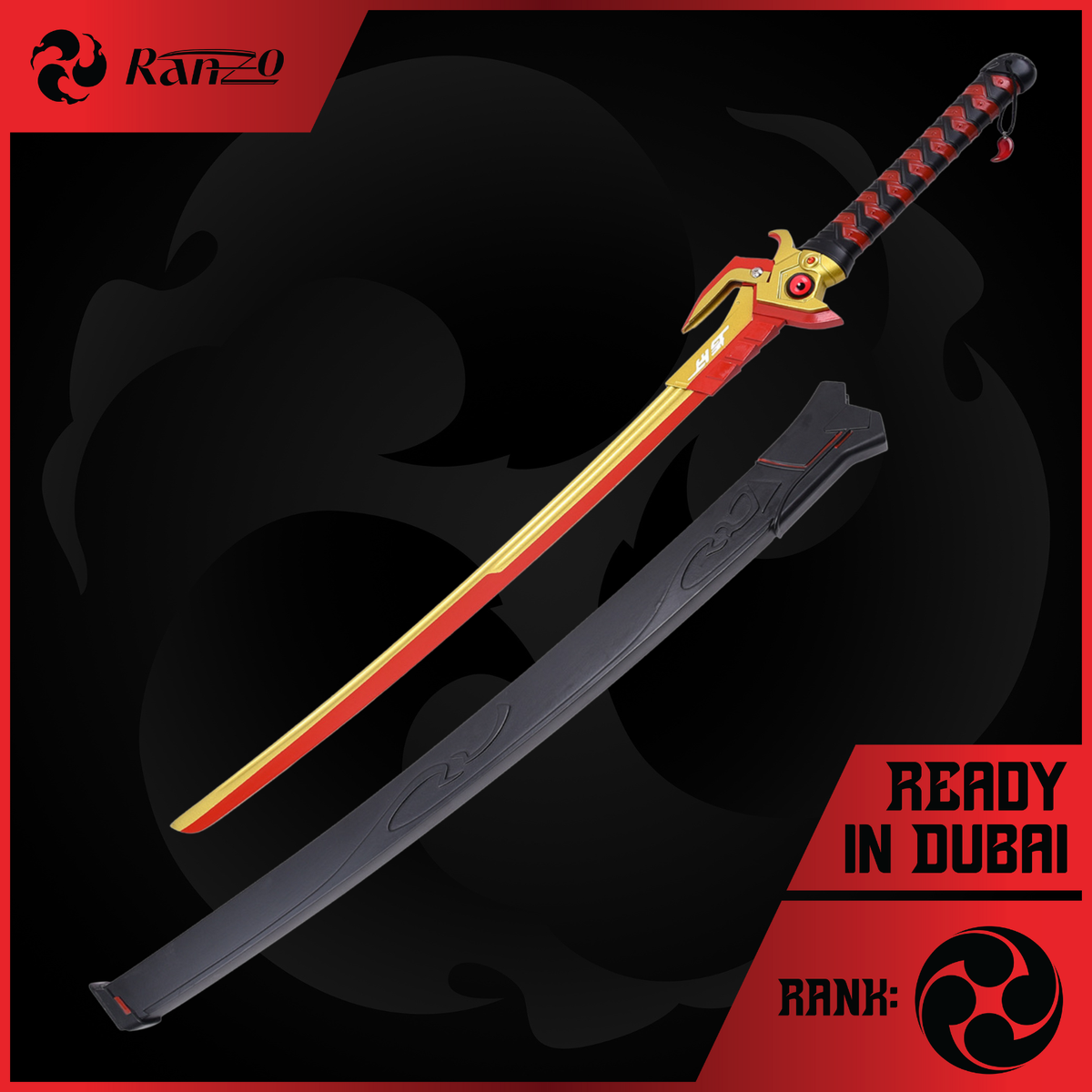 Genji Shimada: Golden Oni Katana, a replica sword held in Dubai by RAN-ZO