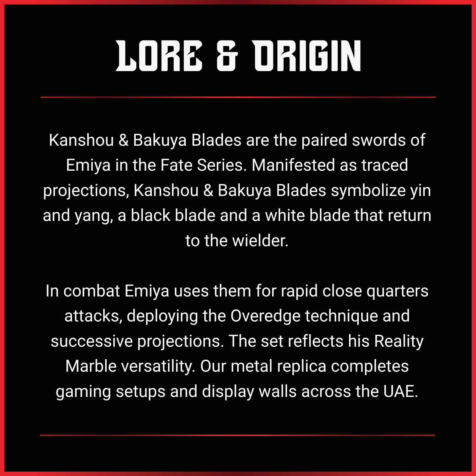 Emiya Shirou: Kanshou & Bakuya