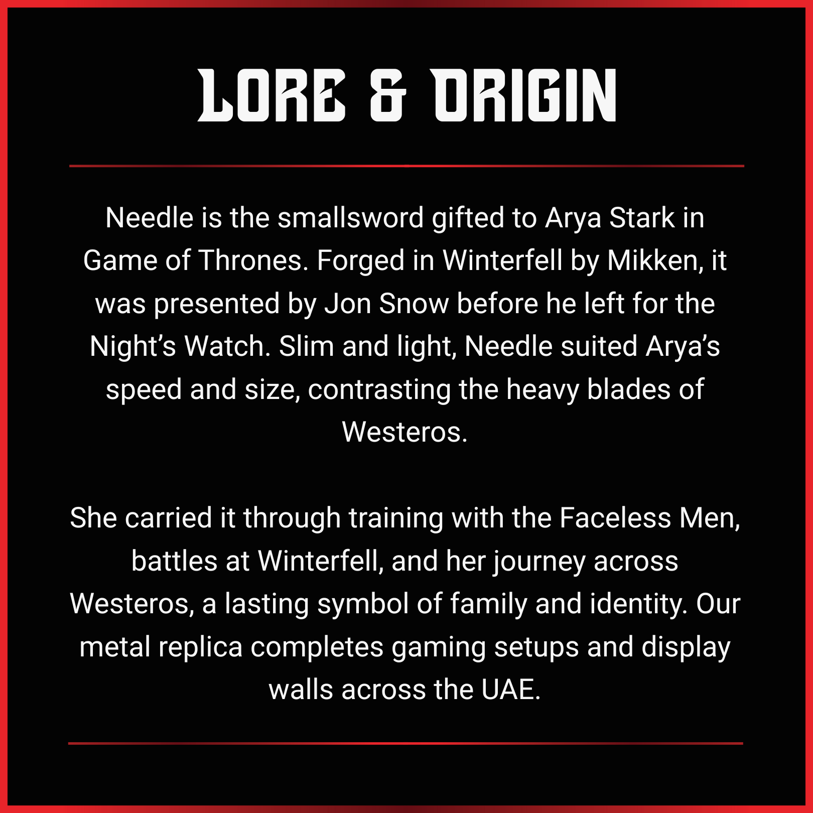 Arya Stark: Needle V1